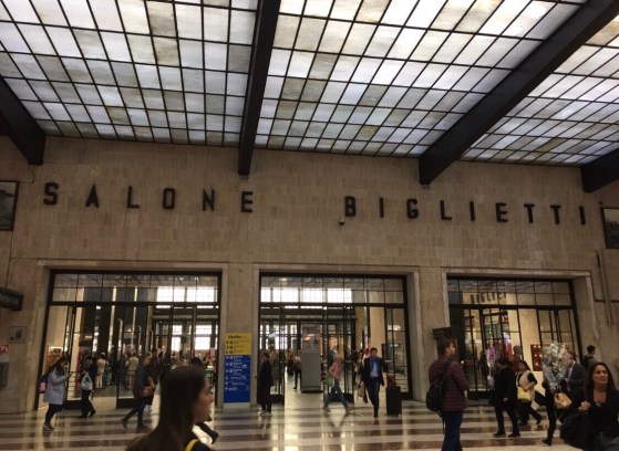 Inside train station.